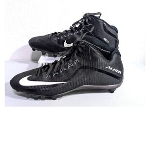 Nike Alpha Football Cleats Mens‎ 14 Black Silver Mid Top Shoes 705409-010
